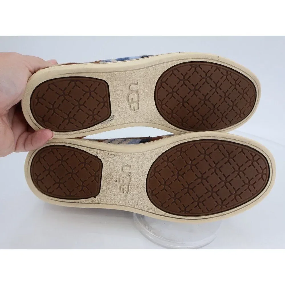 UGG X Pendleton Women's Sz 7 Fierce Slip On Shoes Brown Fabric Chevron Round Toe